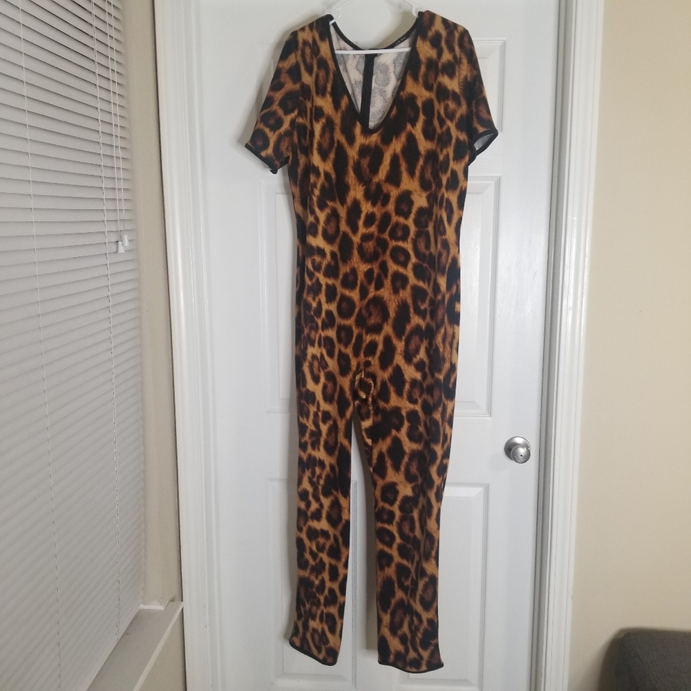 Plus Size Leopard Cheetah Jumpsuit Romper